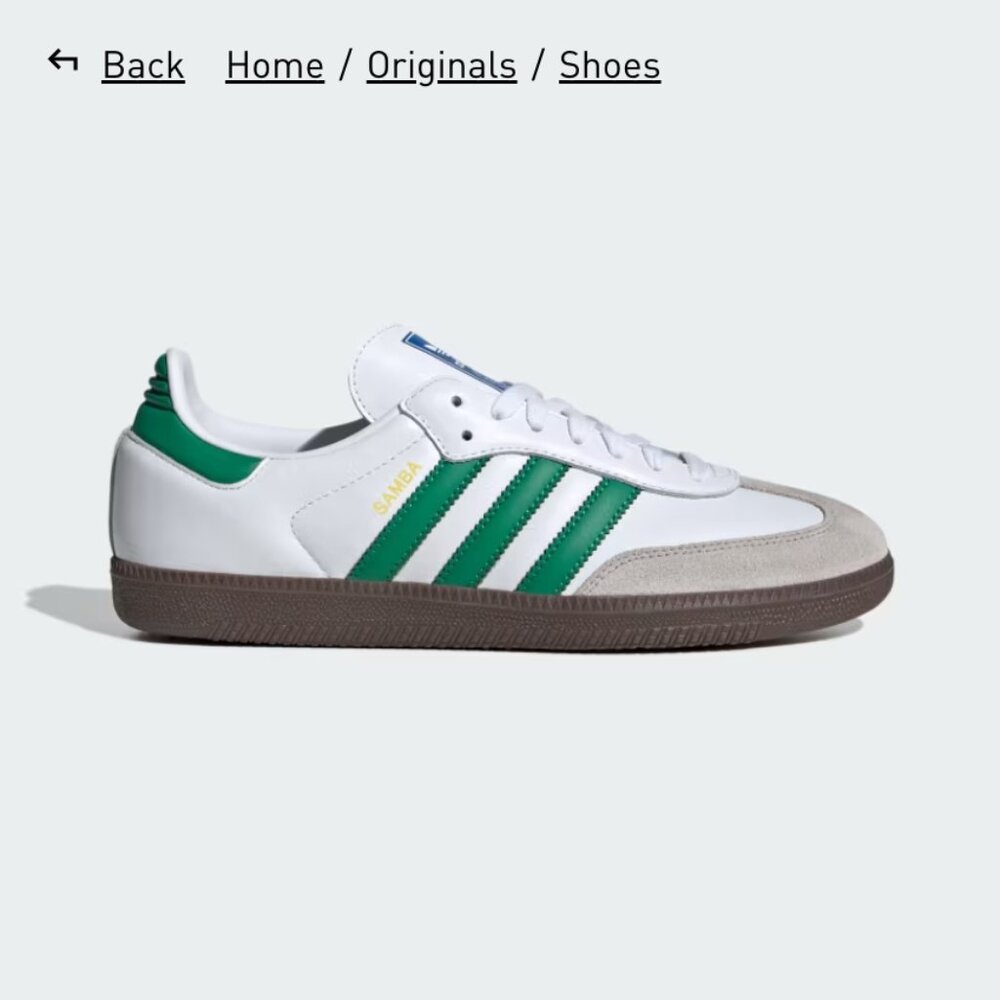 NEW Adidas Samba OG Shoes: Cloud White/Green Women's 8/Men's 7